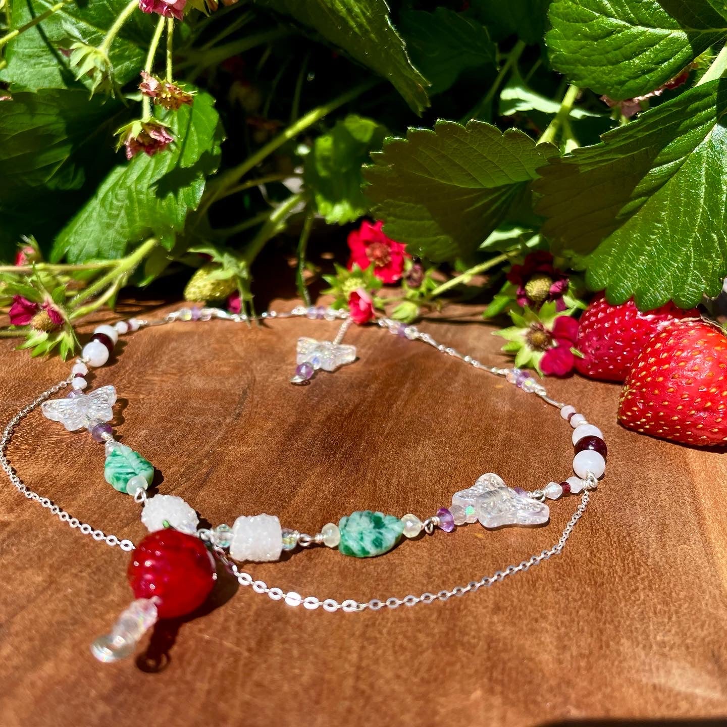 sterling strawberry fairy necklace