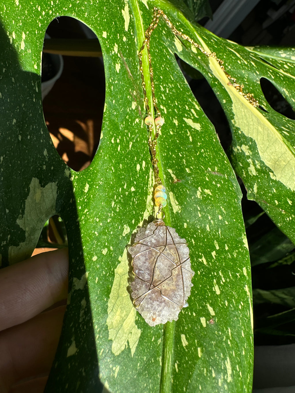 grand stalactite slice opal necklace