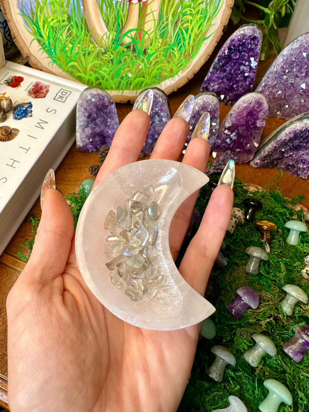 little selenite moon bowl