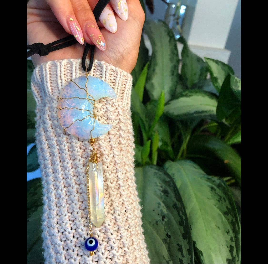 opalite moon protection dangle