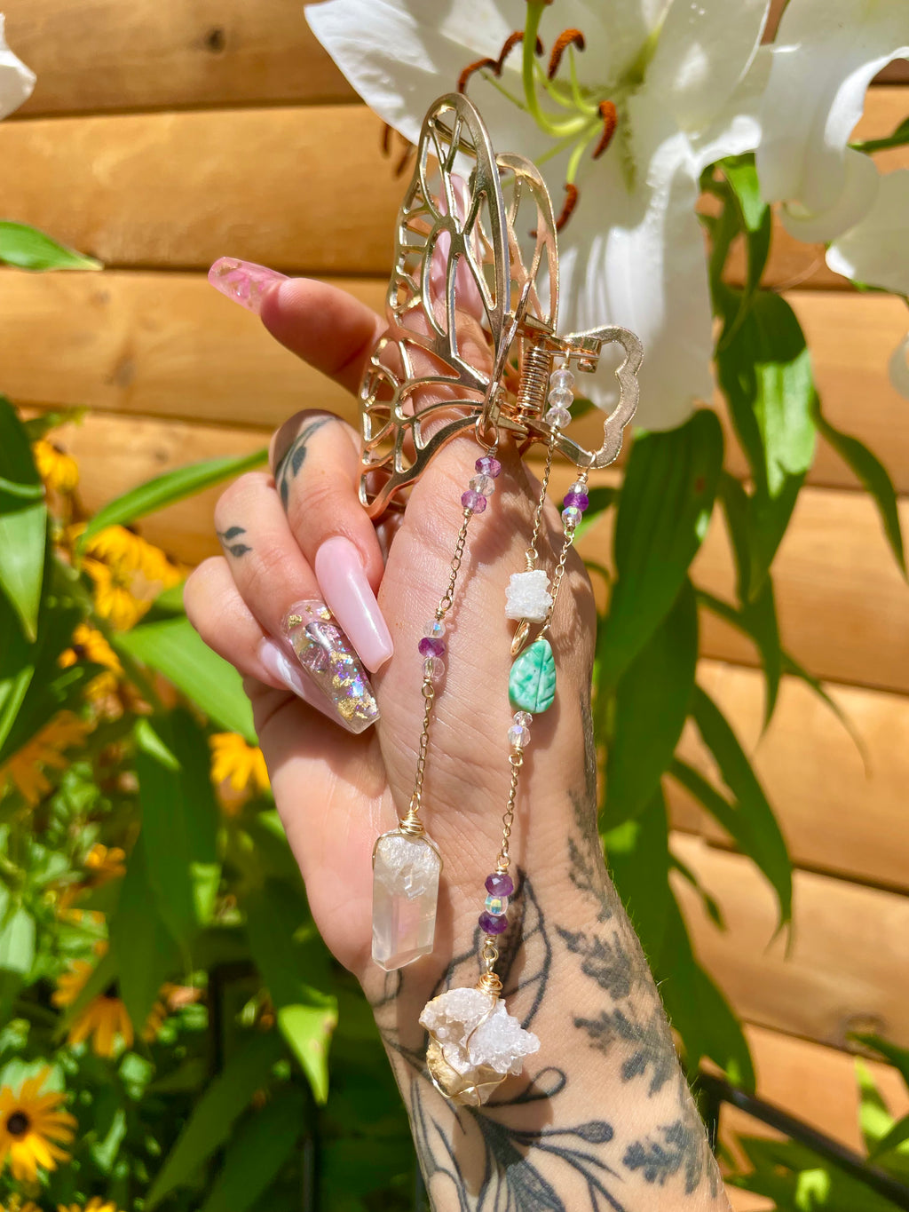 fairie butterfly crystal clip