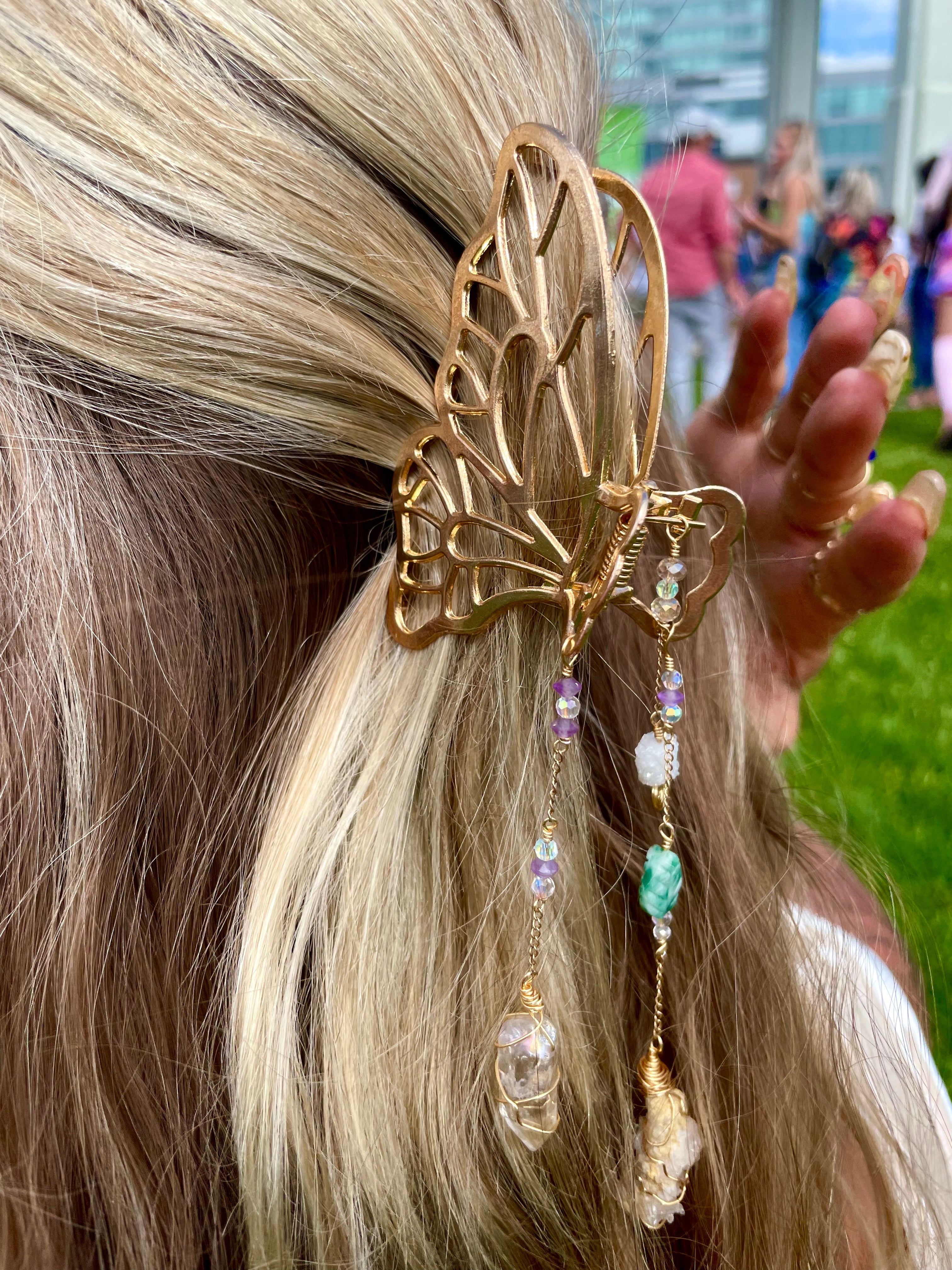 fairie butterfly crystal clip