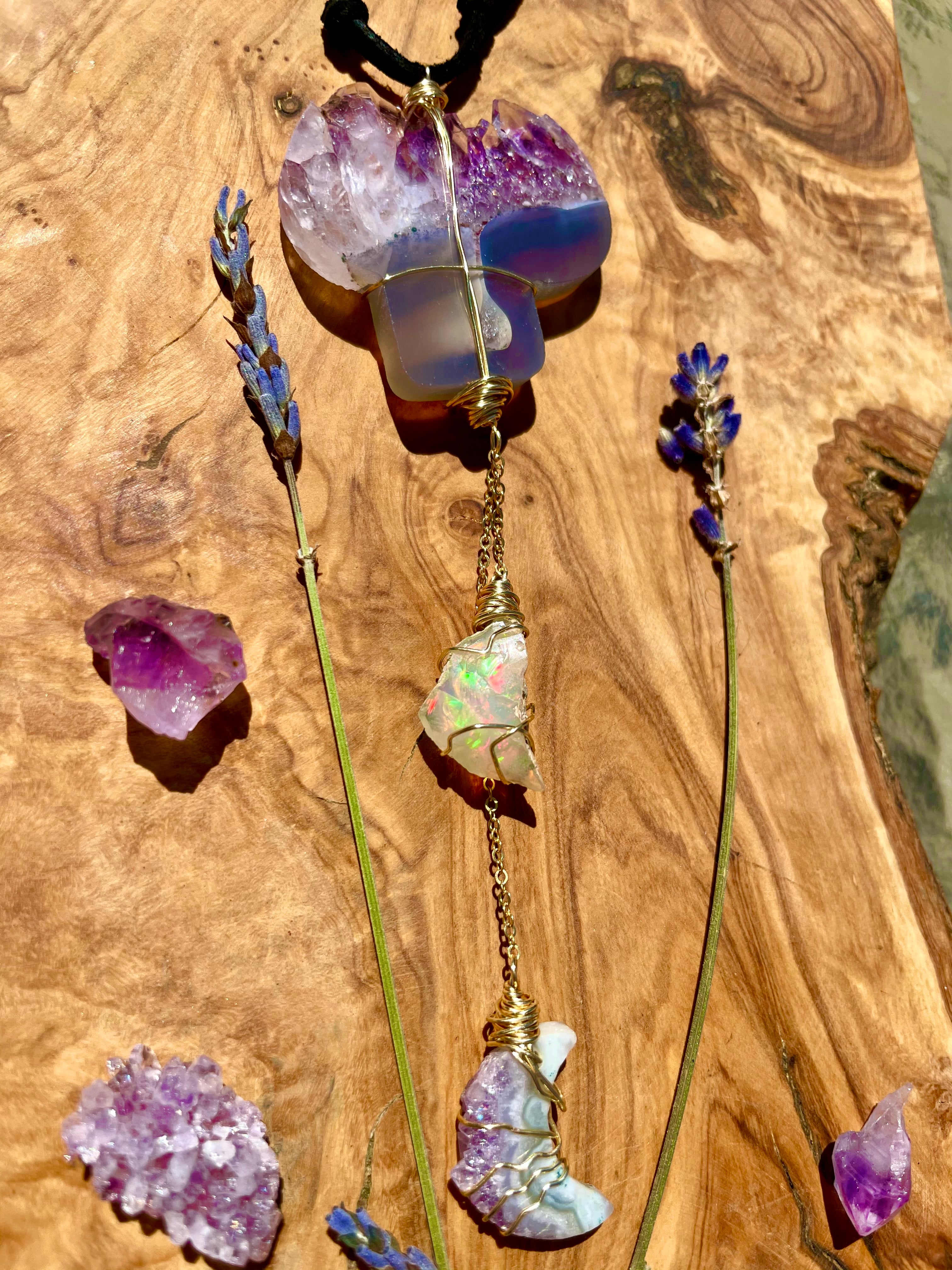 mushroom raw opal protection dangle