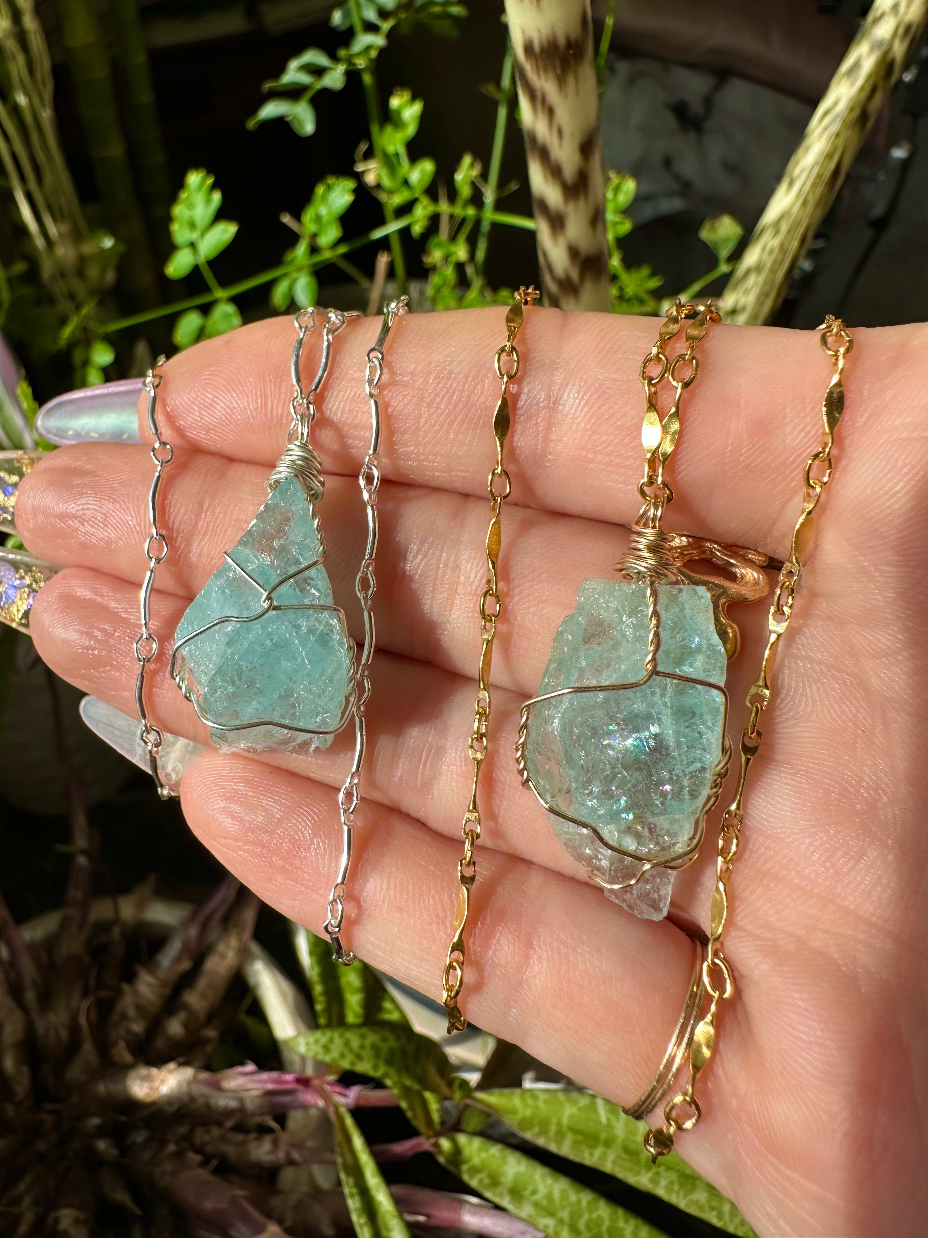 raw aquamarine necklace