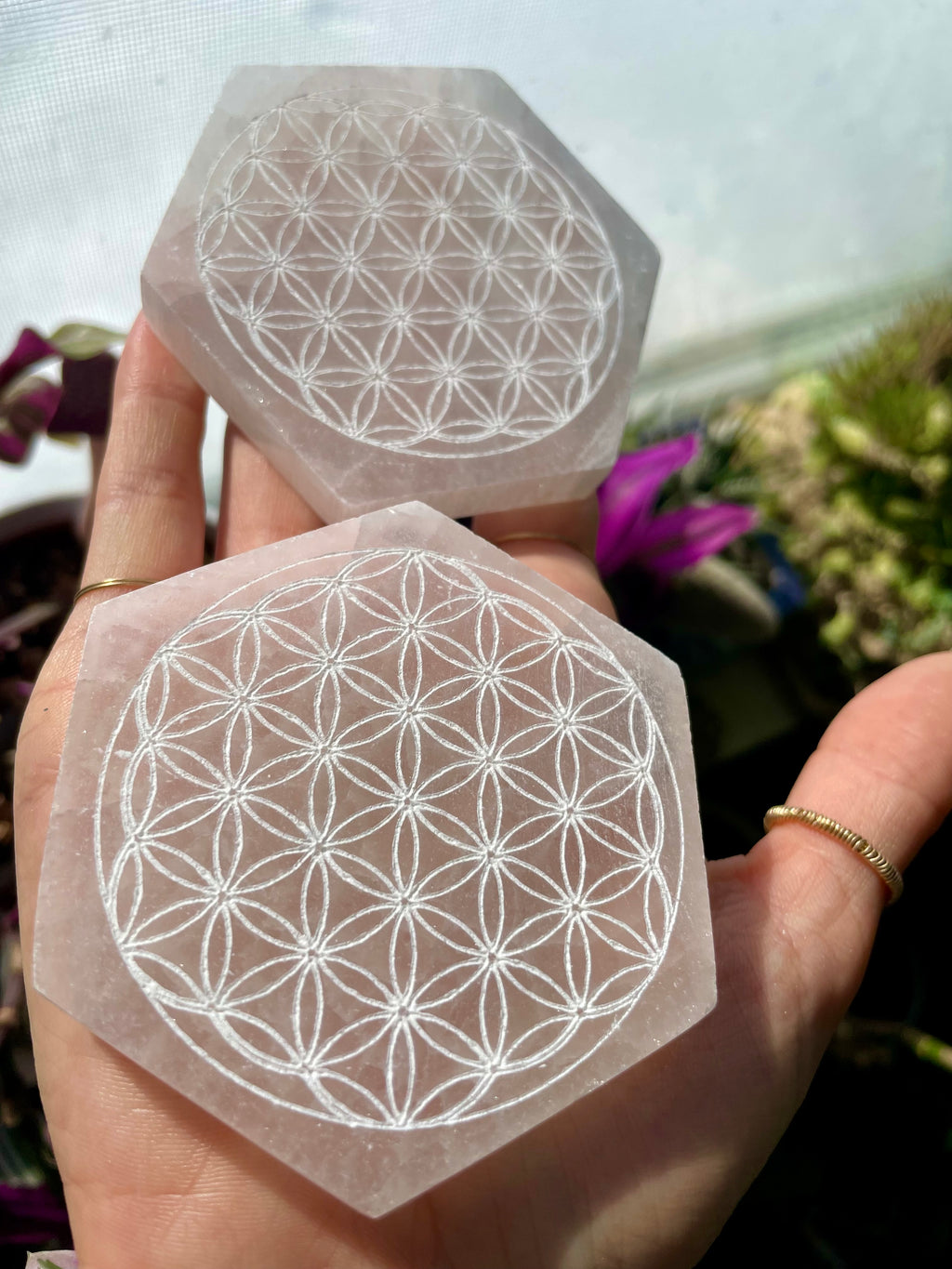 selenite flower of life hexagon