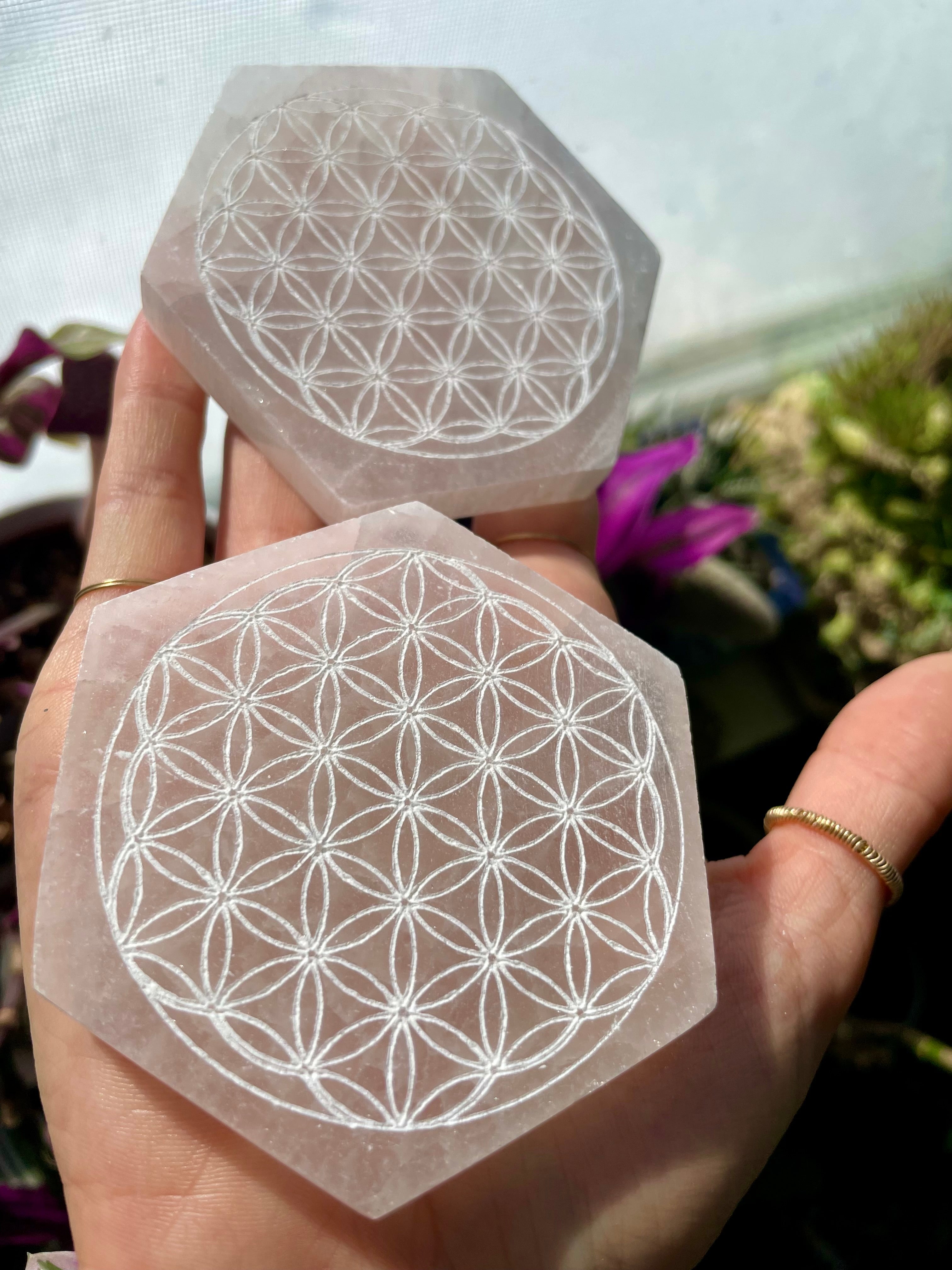 selenite flower of life hexagon