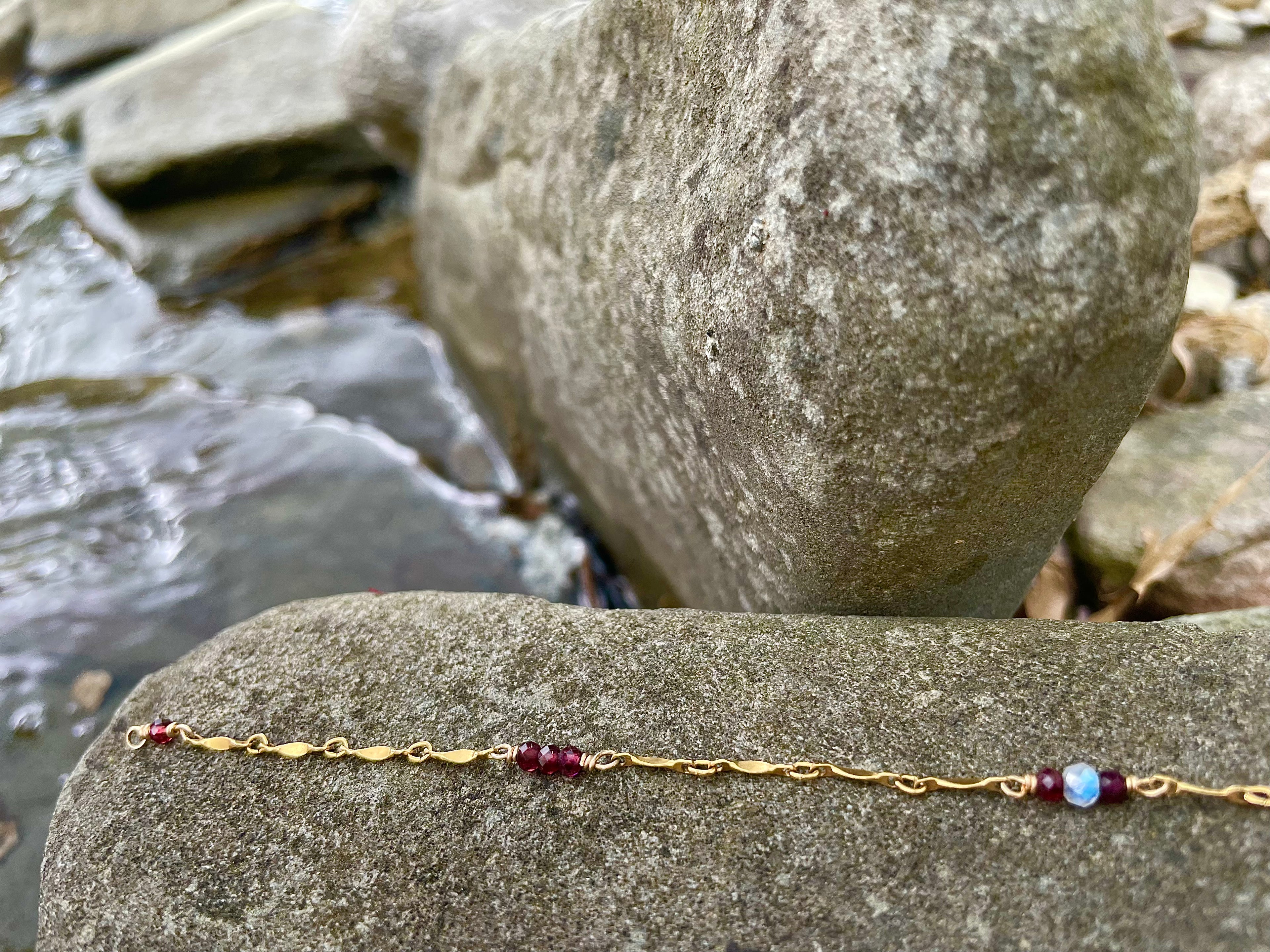 garnet & moonstone crystal anklet