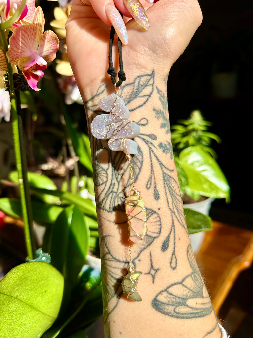 snake druzy raw opal decor dangle