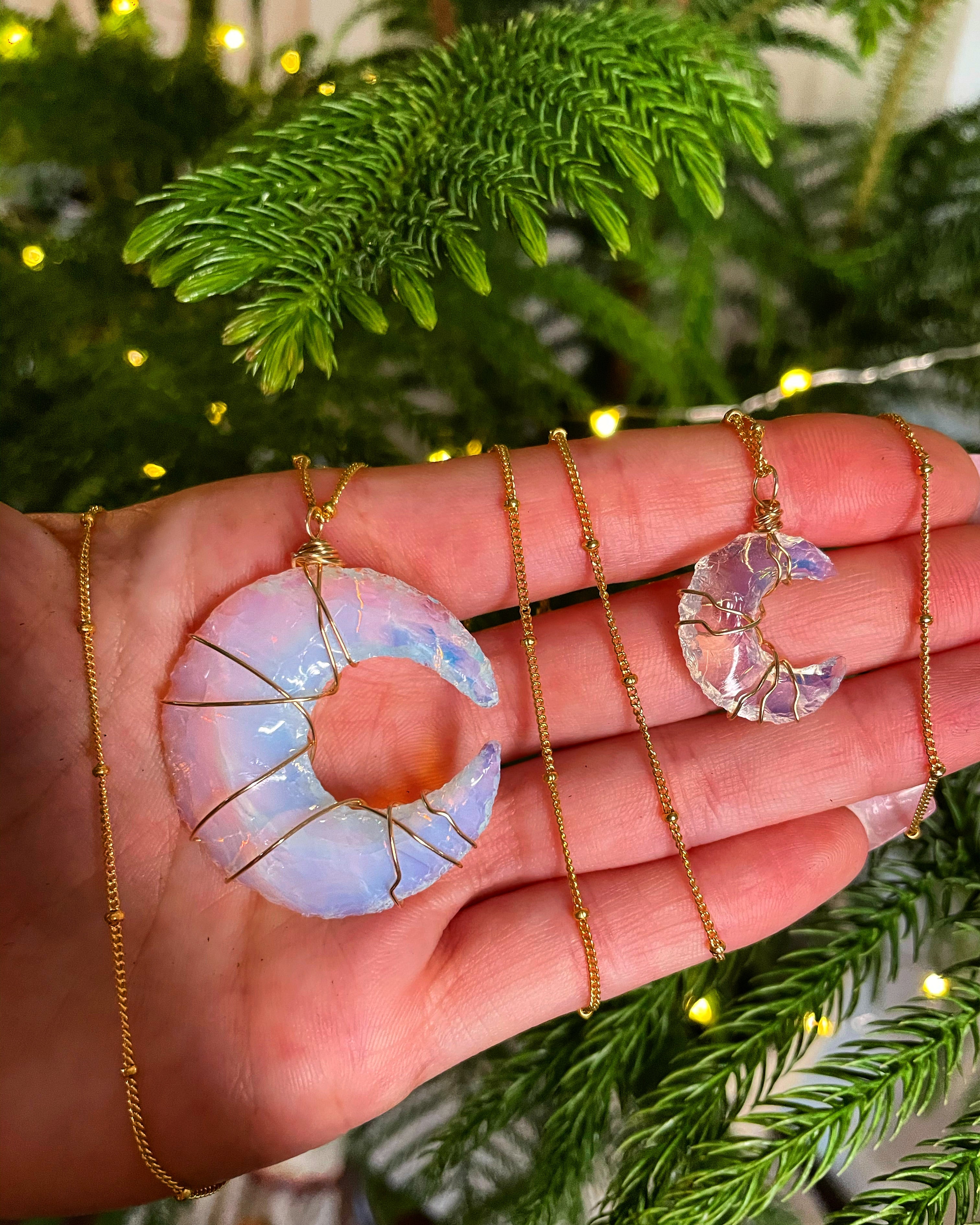 mini opalite moon necklace