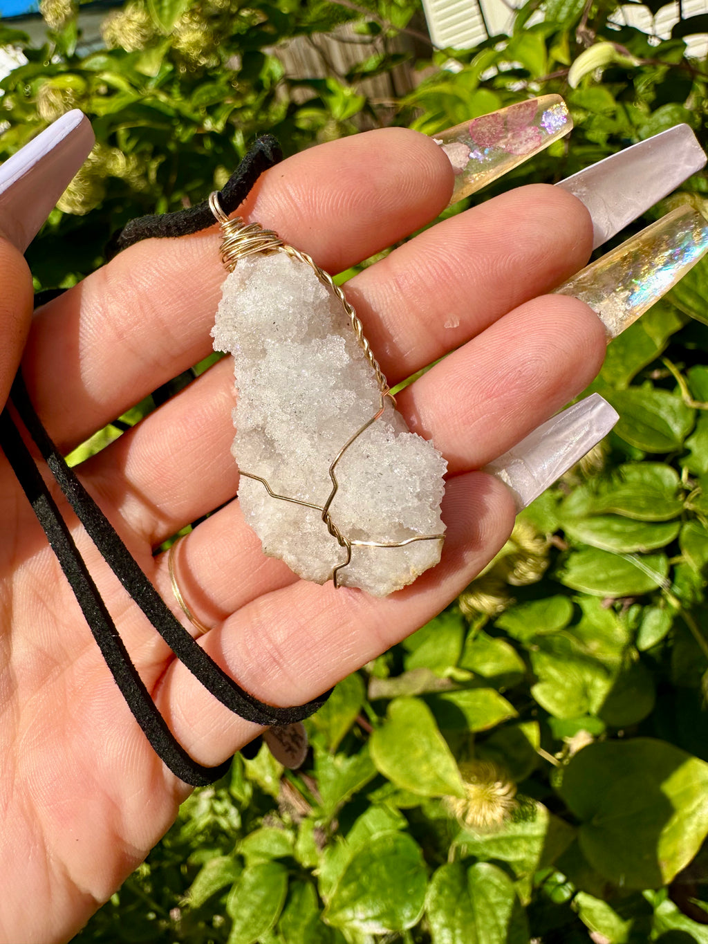 quartz geode druzy necklace