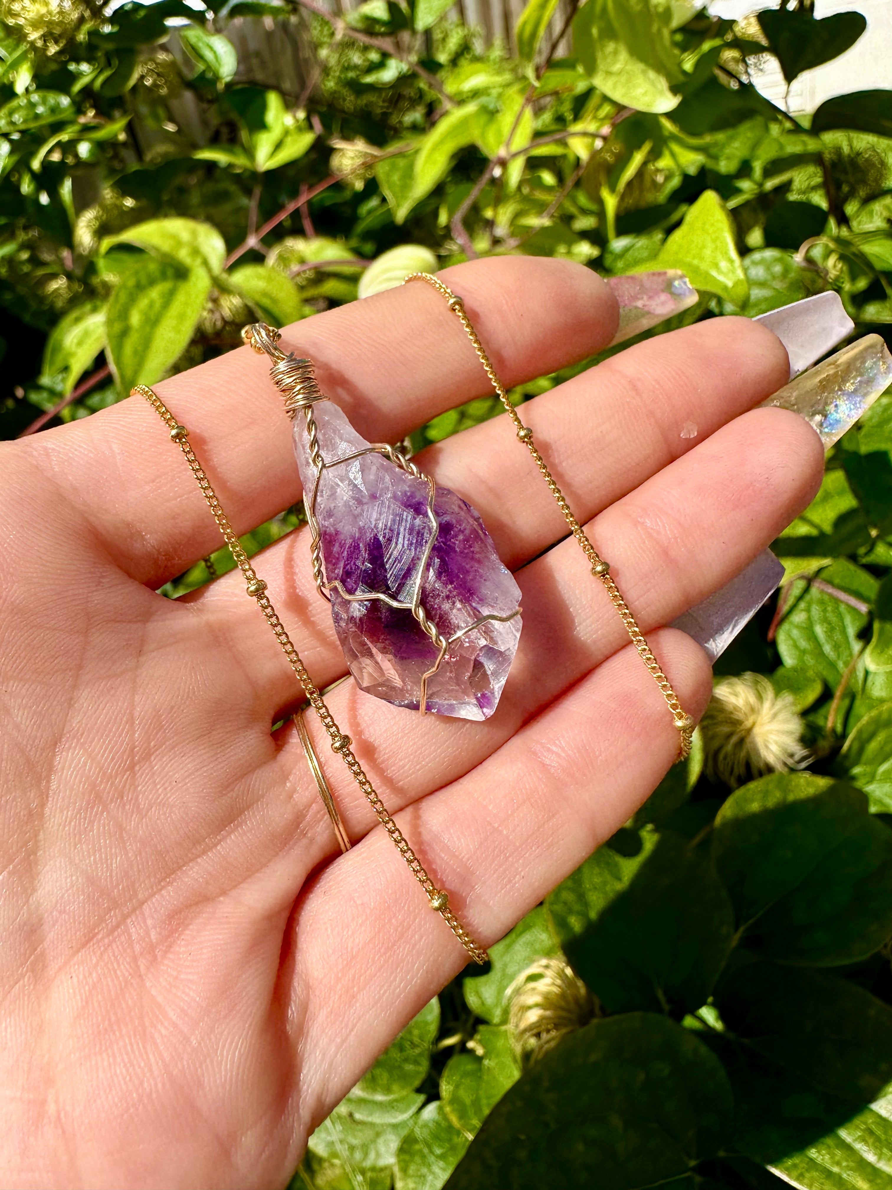 raw amethyst necklace