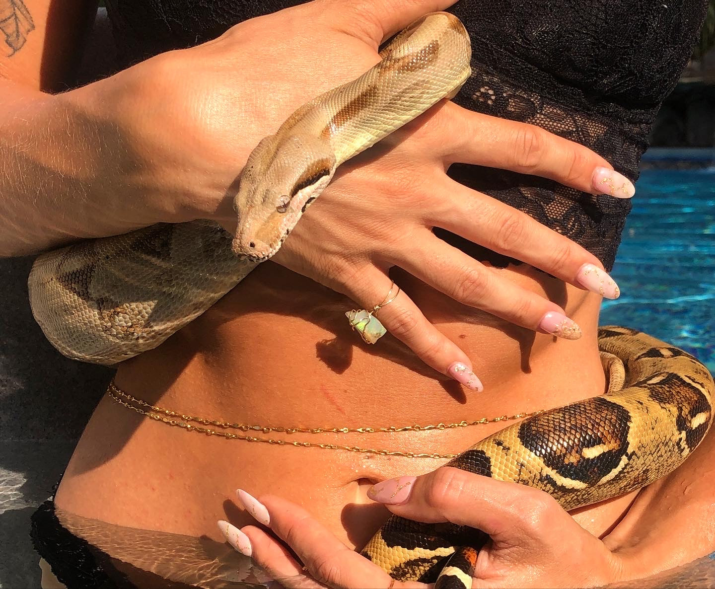 custom textured gold body chain