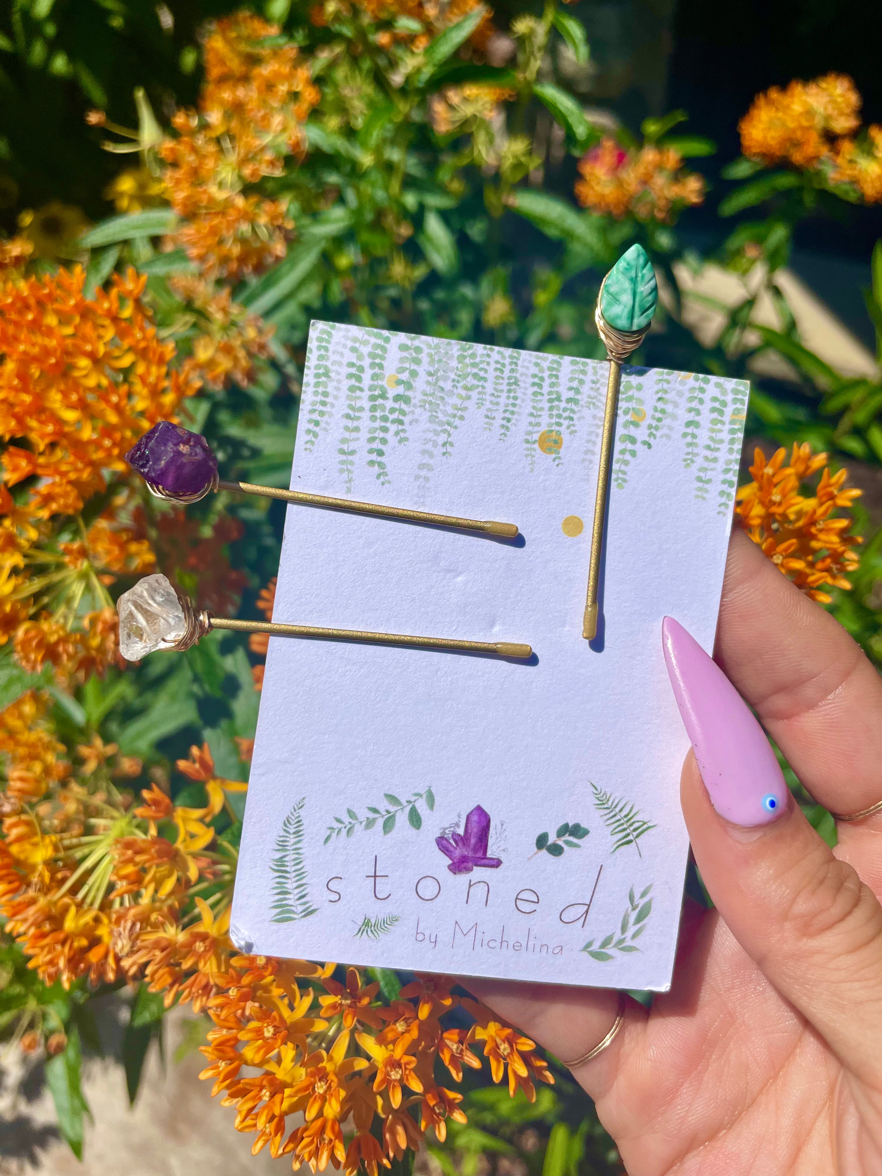 crystal hair pins   (set of 3)