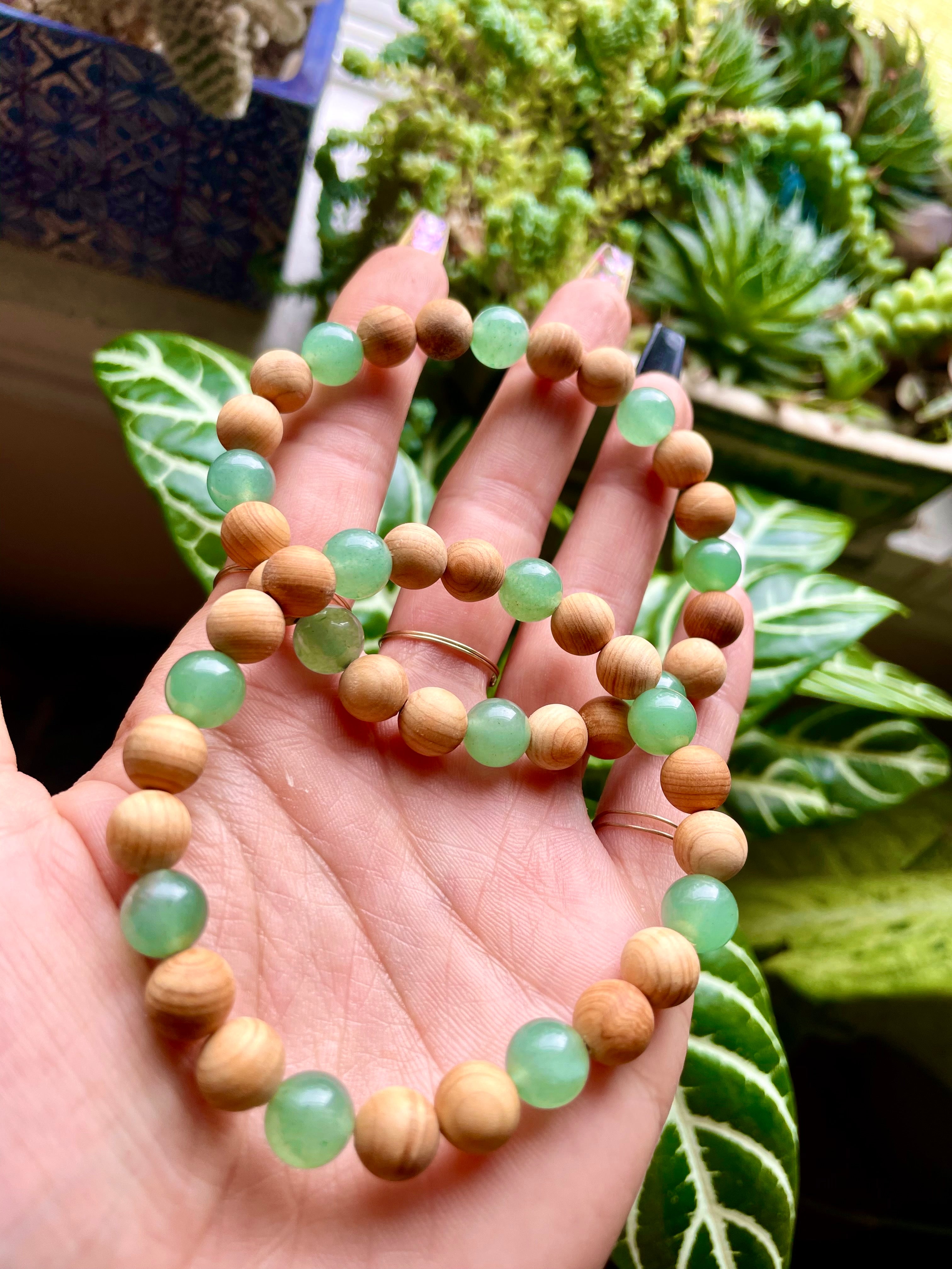 aventurine wood bead bracelet