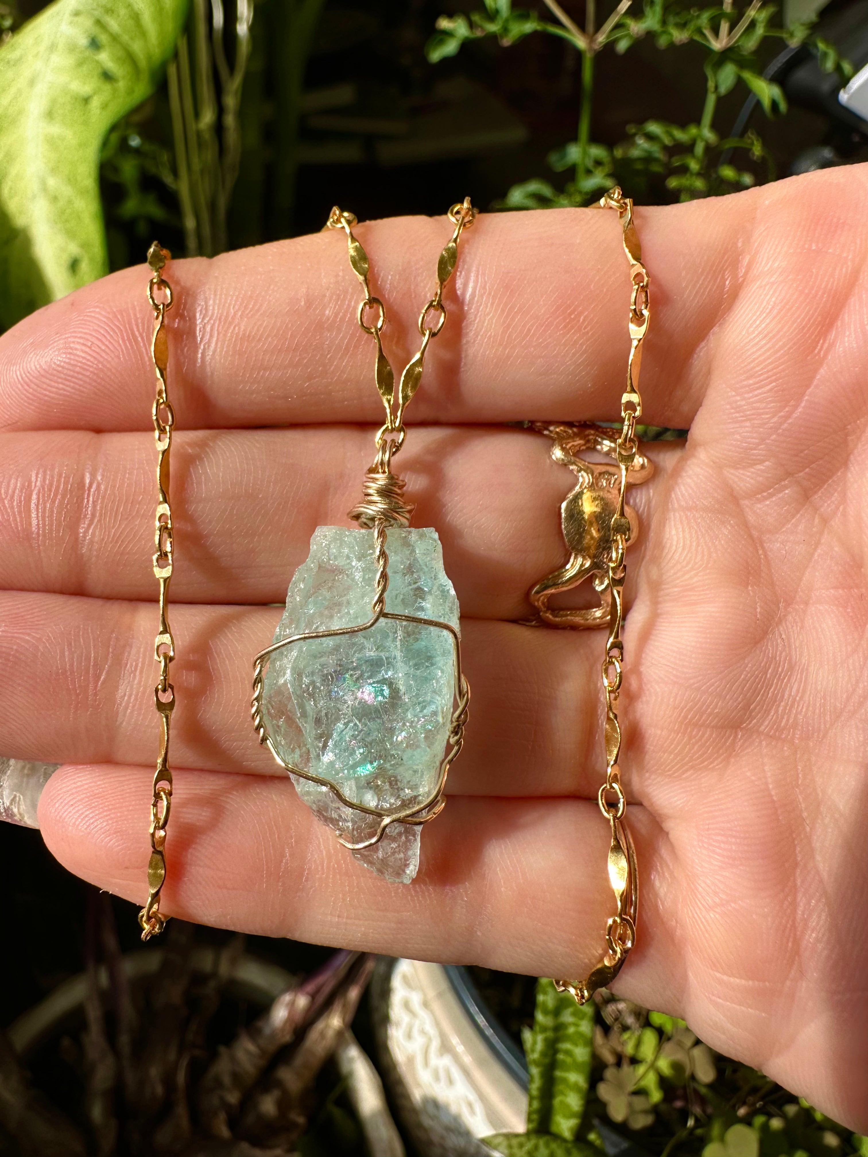 raw aquamarine necklace
