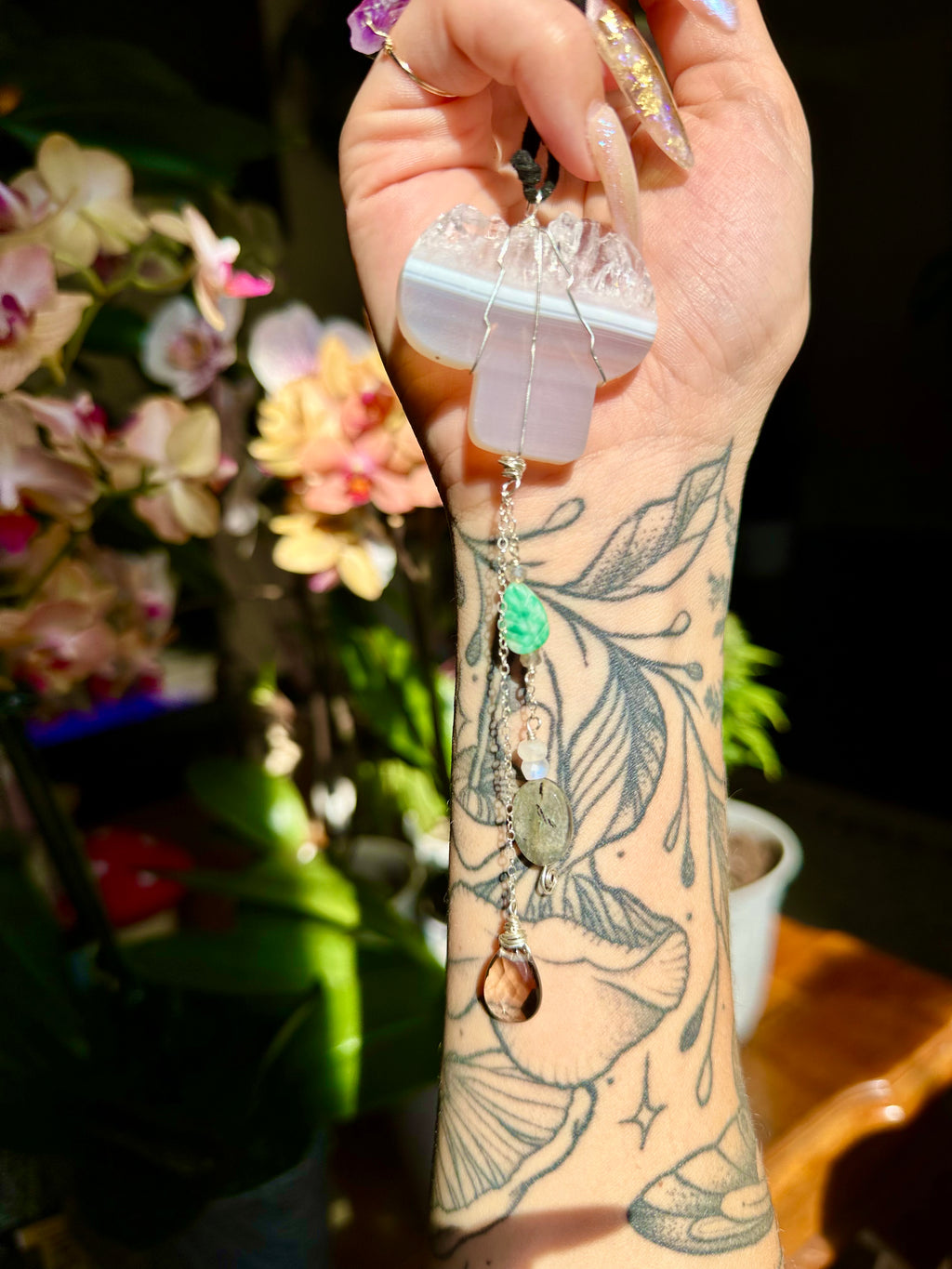 raw quartz mushroom dangle