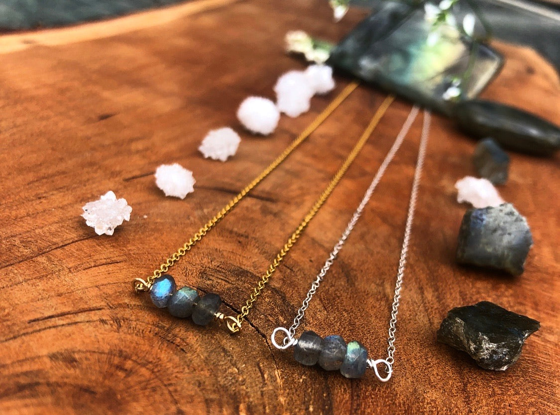 labradorite bar necklace