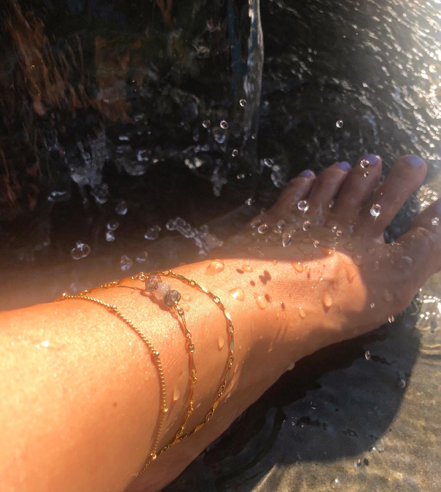 custom crystal textured anklet