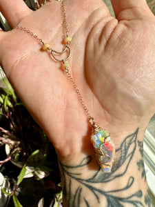 raw opal moon drop necklace gold