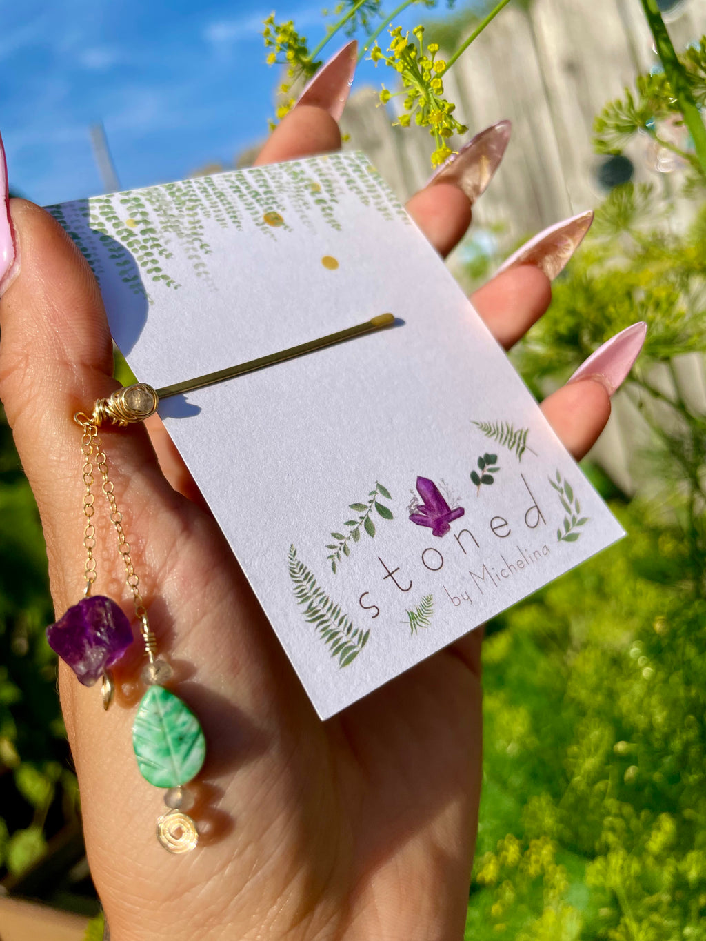 dangly nature hair pin