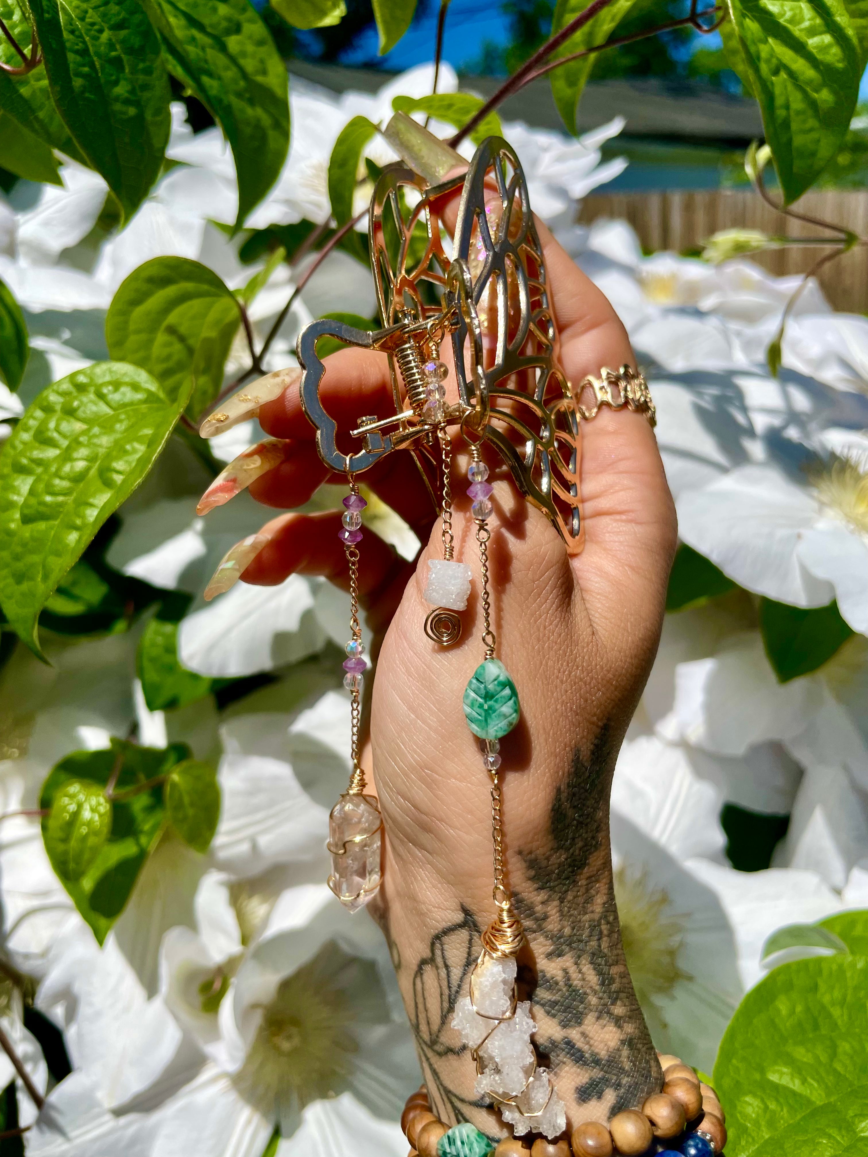 fairie butterfly crystal clip