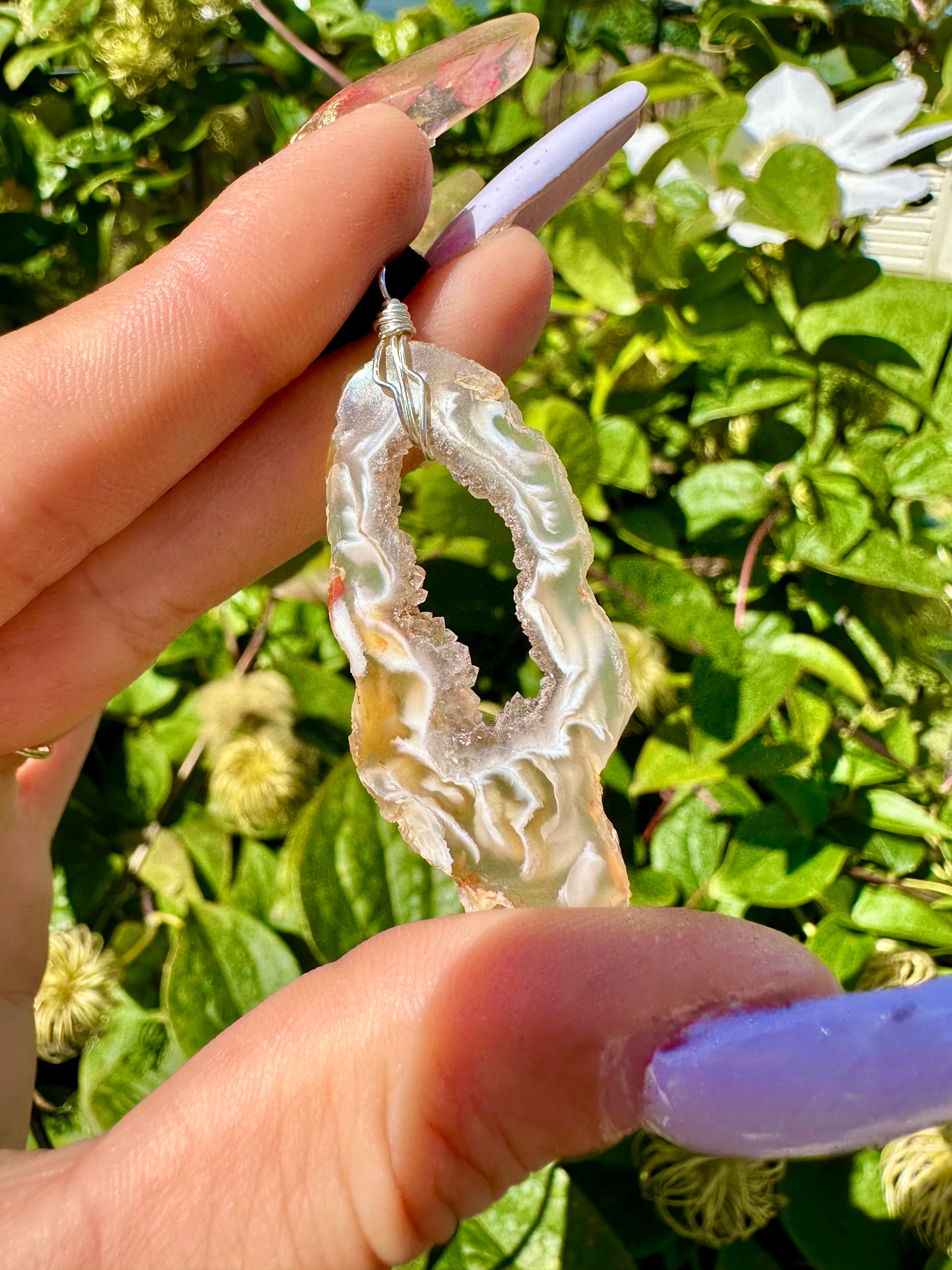 agate geode slice necklace