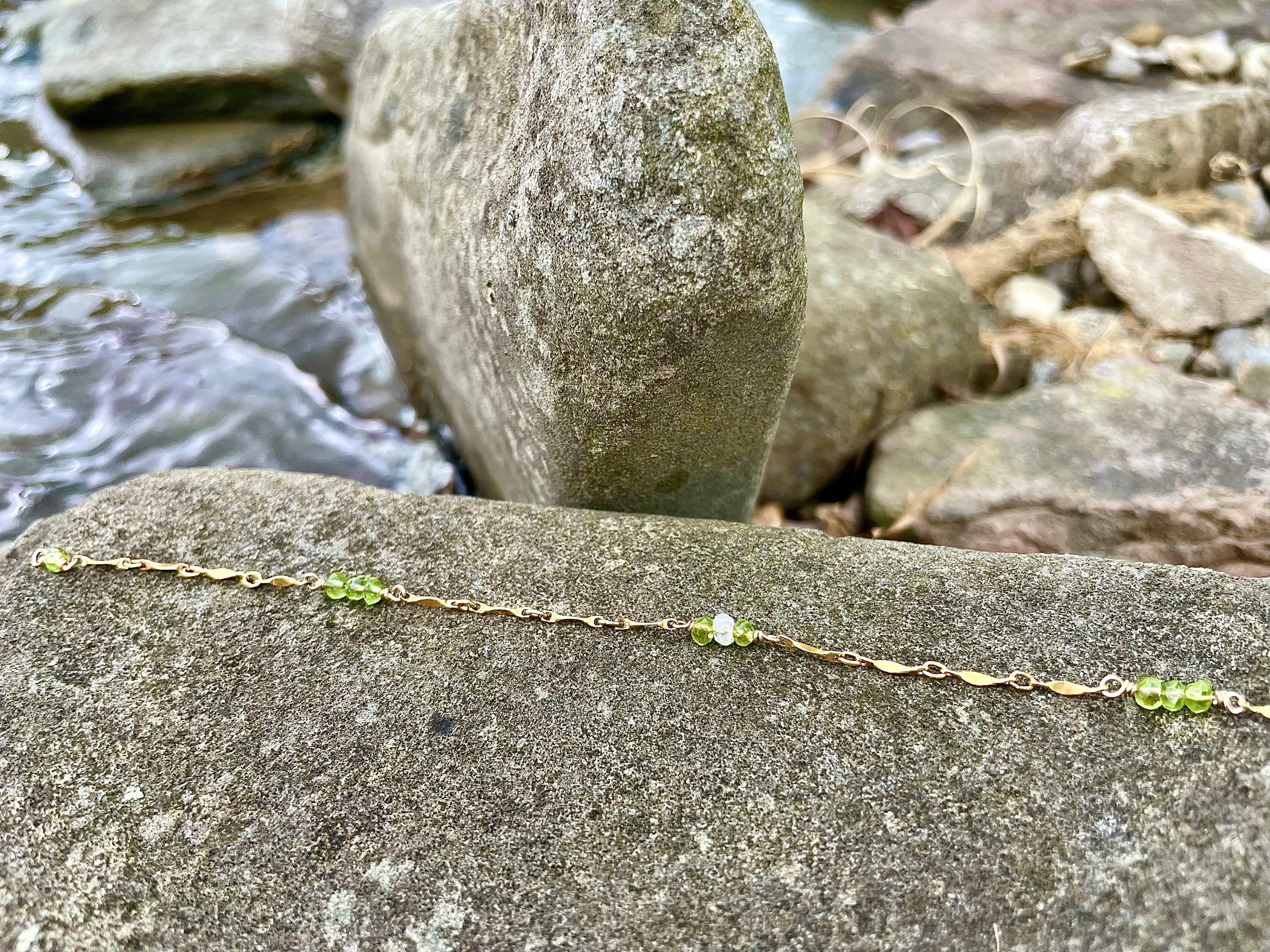 peridot crystal anklet