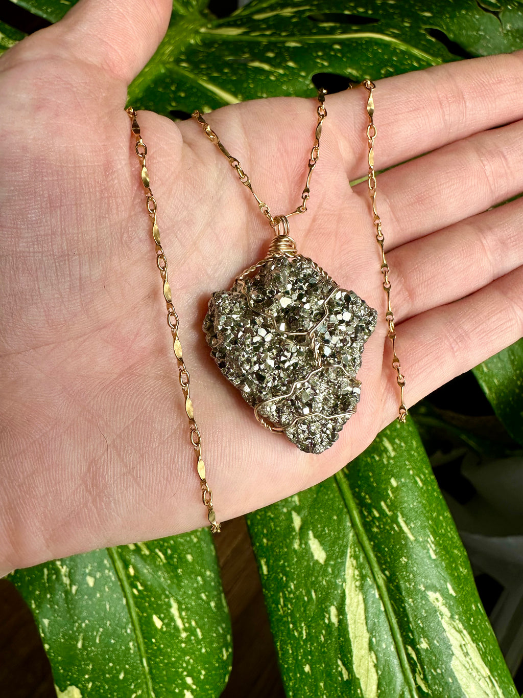 grand raw pyrite nug necklace