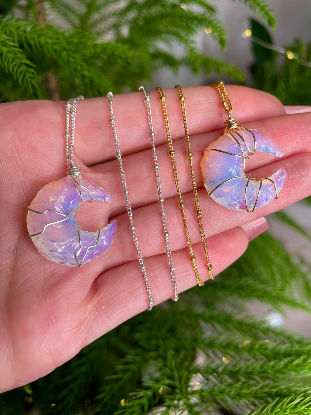 mini opalite moon necklace