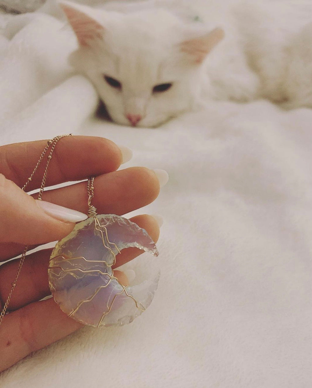 grand opalite moon necklace