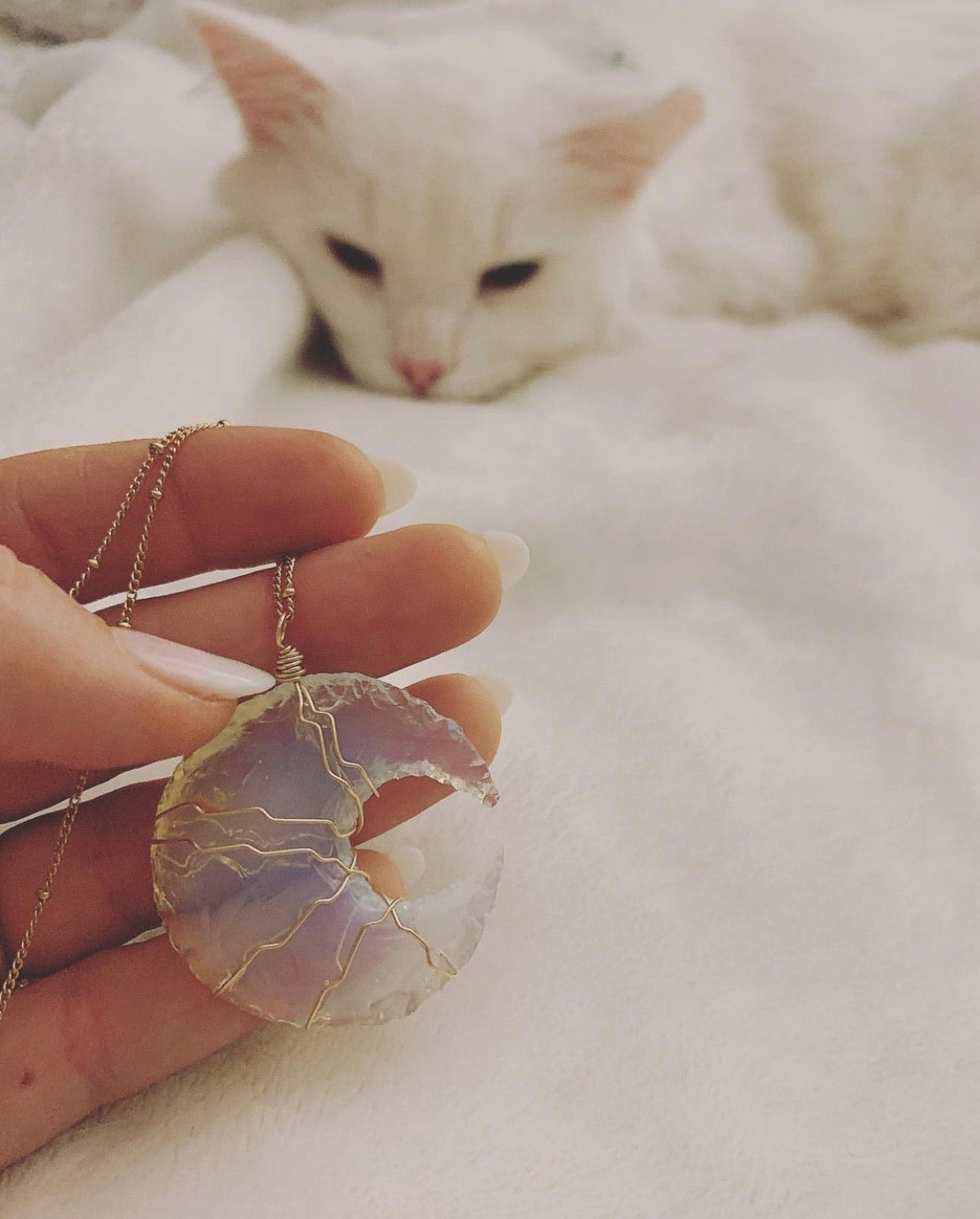 grand opalite moon necklace