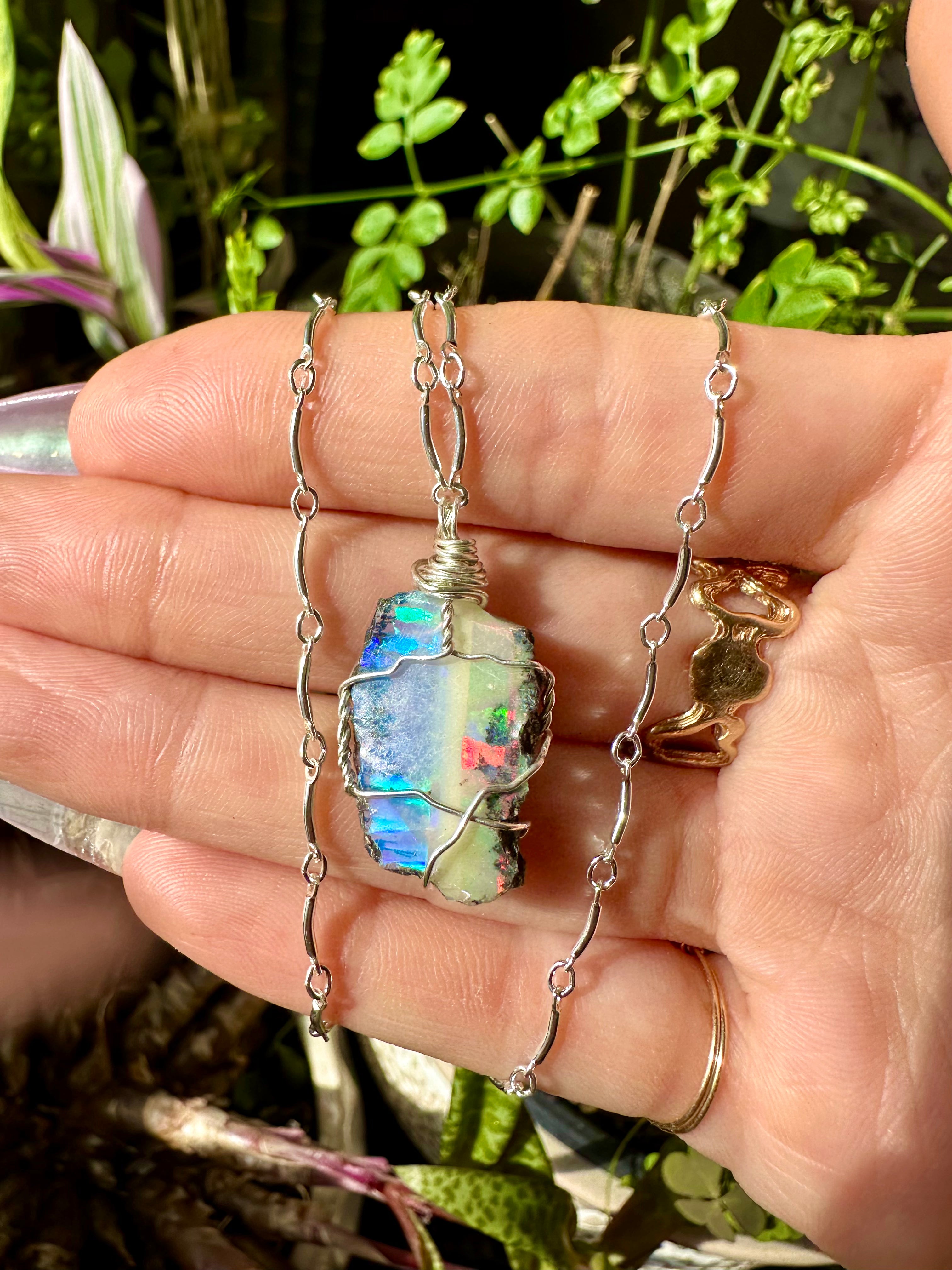 Raw opal store necklace