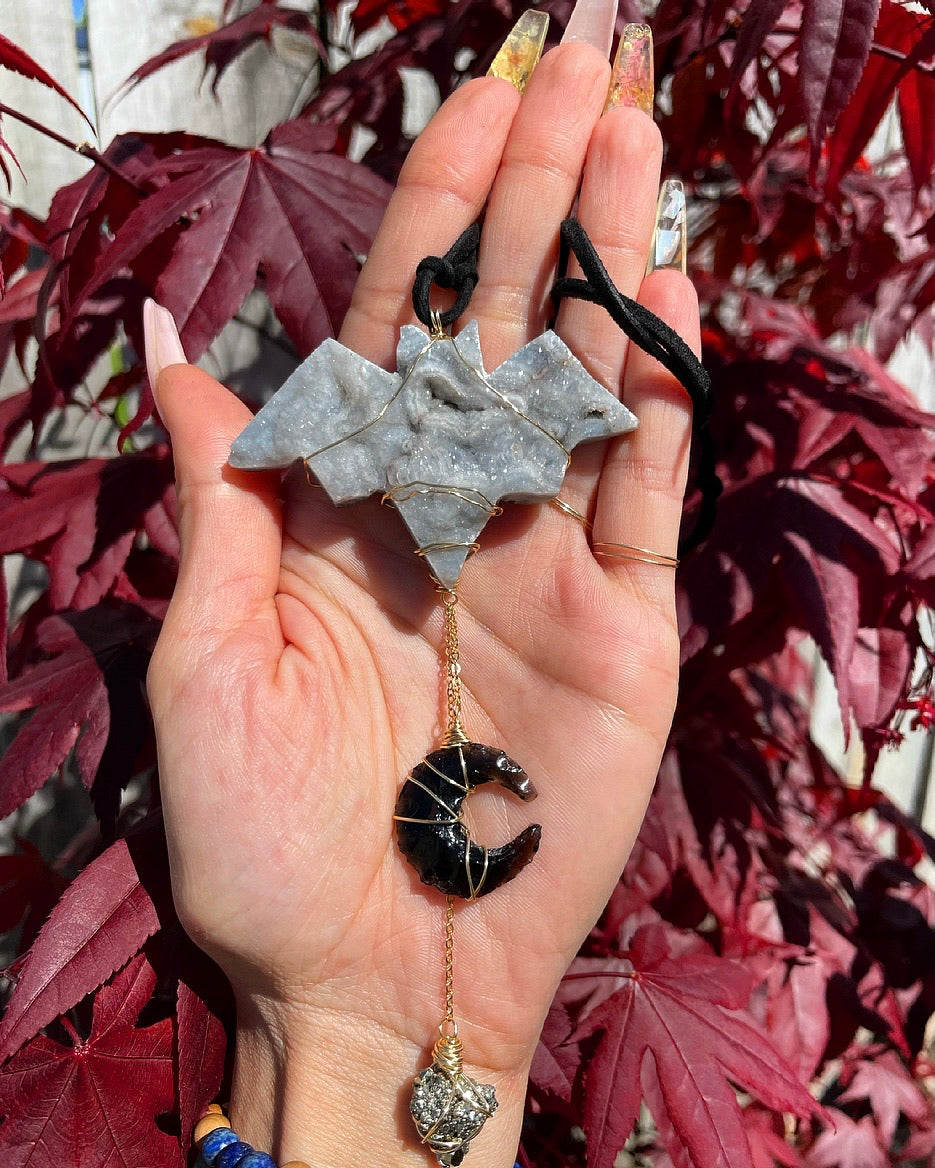 chalcedony bat protection dangle